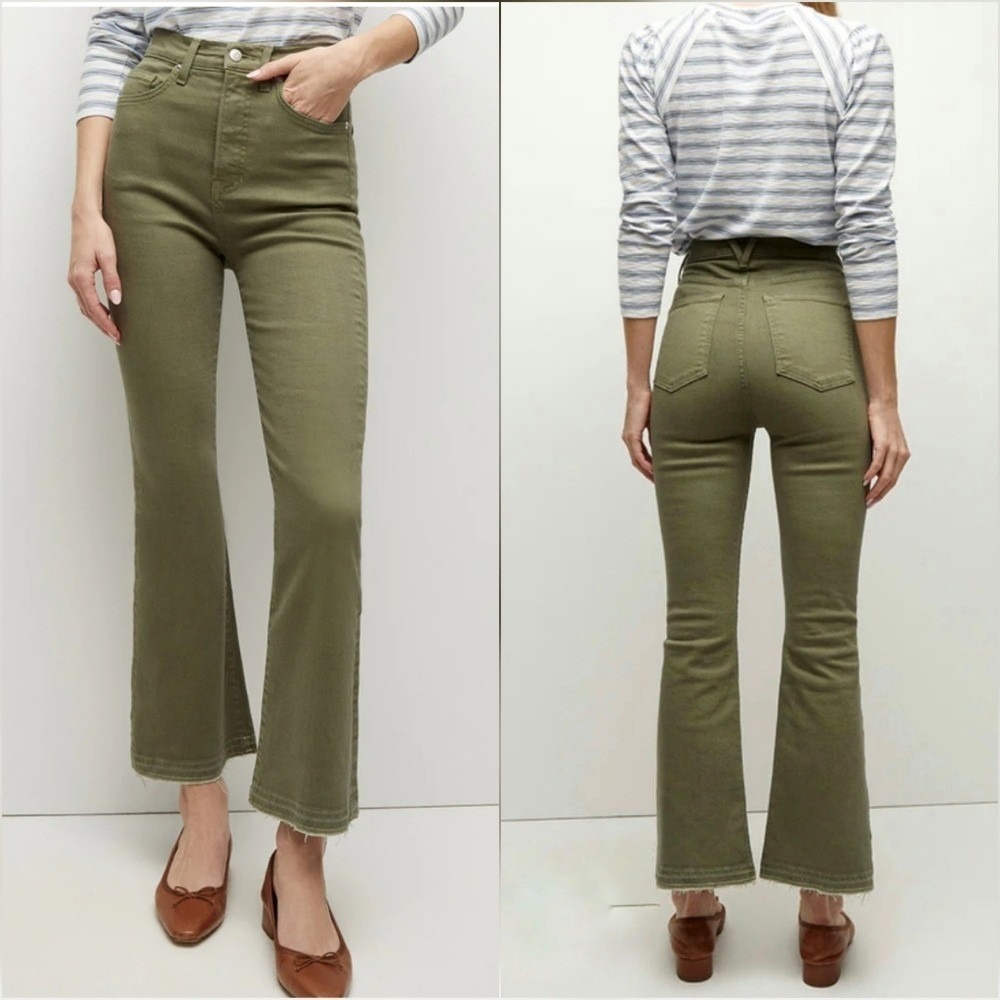 Veronica Beard NEW Carson High Rise Ankle Flare Jeans Garden Topiary Green SZ 32